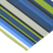 Sportief blauw groen strepen tafelkleed (Gekanteld)