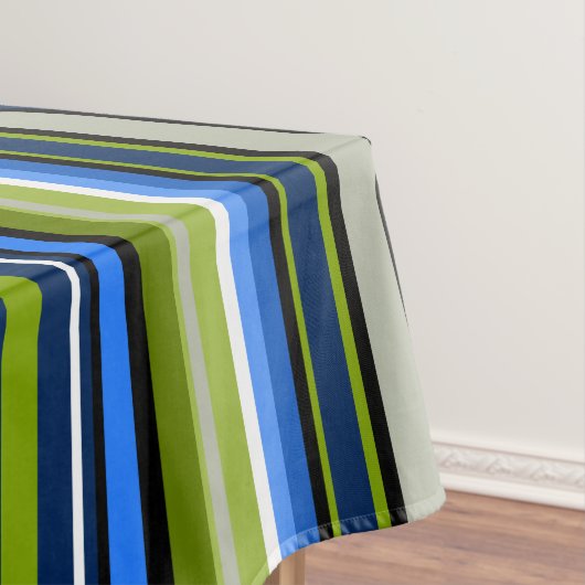 Sportief blauw groen strepen tafelkleed (Voorbeeld)