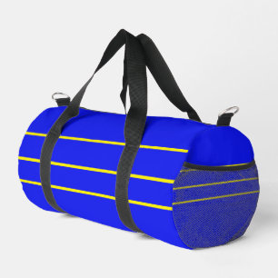 Sportief blauw met gele overnachting duffel tas