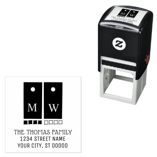 Sportief Cornhole Worp Spel en Zakken Naam Adres Zelfinktende Stempel (In situ)