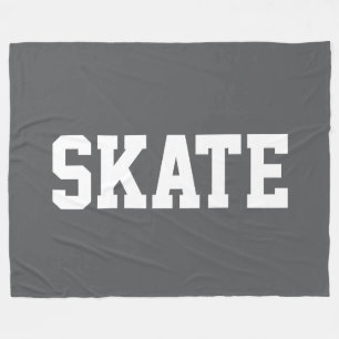 Sportief Cursief Sportief Wit SKATE Tekst Op Zwart Fleece Deken