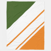 Sportief donkergroen Sinaasappel brede witte races Fleece Deken (Voorkant)