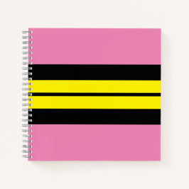 Sportief Fun Chic Roze Geel Zwart Racing Stripes Notitieboek