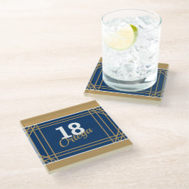 Sportief geïnspireerd goud & blauw glazen onderzetter