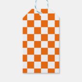 Sportief geruit oranje wit Teamkleuren Leuk Cadeaulabel (Voorkant)