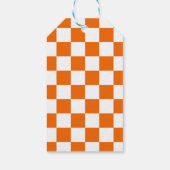 Sportief geruit oranje wit Teamkleuren Leuk Cadeaulabel (Achterkant)