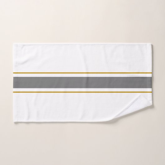 Sportief grijs goudbruin racestrepen op wit bad handdoek (Handdoek)
