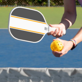 Sportief grijs Verticaal Wit Geel Racing Stripes Pickleball Paddle