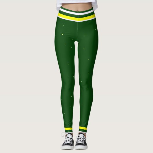 Sportief Groen Geel & Wit Leggings (Voorkant)