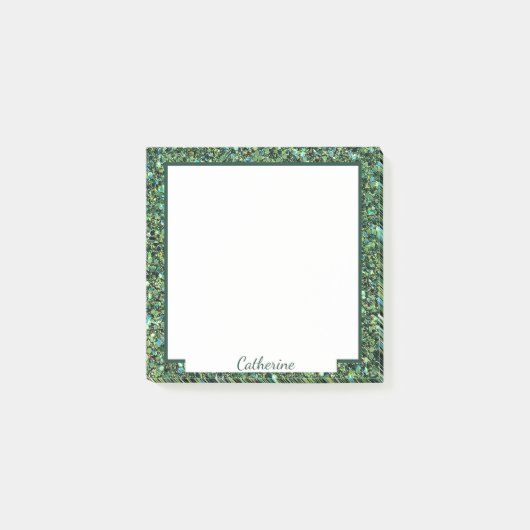 Sportief groen gras rand personaliseer naam post-it® notes (Voorkant)