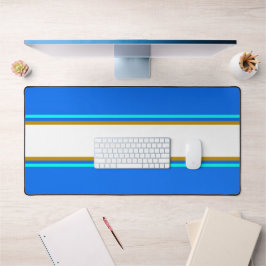 Sportief Helder Blauw Aqua Bruin Wit Racing Stripe Bureaumat