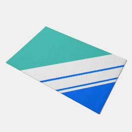 Sportief Helder Blauw Aqua Wit Slant Racing Stripe Deurmat