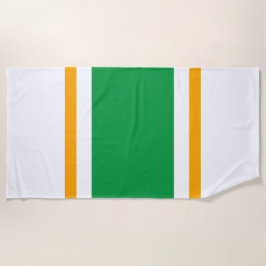 Sportief Helder Groen Geel Wit Racing Stripes Strandlaken