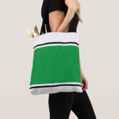 Sportief Helder Groen Zwart Racing Stripes op Wit Tote Bag (Dichtbij)