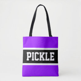 Sportief Helder Paarse Zwart Wit Strepen PICKLE Tote Bag
