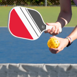 Sportief Helder Rood Donkergrijs Wit Racing Stripe Pickleball Paddle