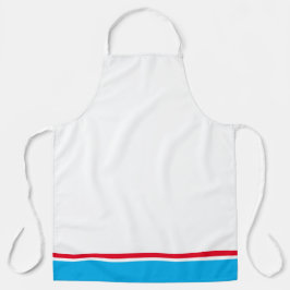 Sportief helder rood hemelsblauw racestrepen op wi schort
