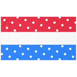 Sportief helder rood wit blauw streepjes polka sti tafelkleed