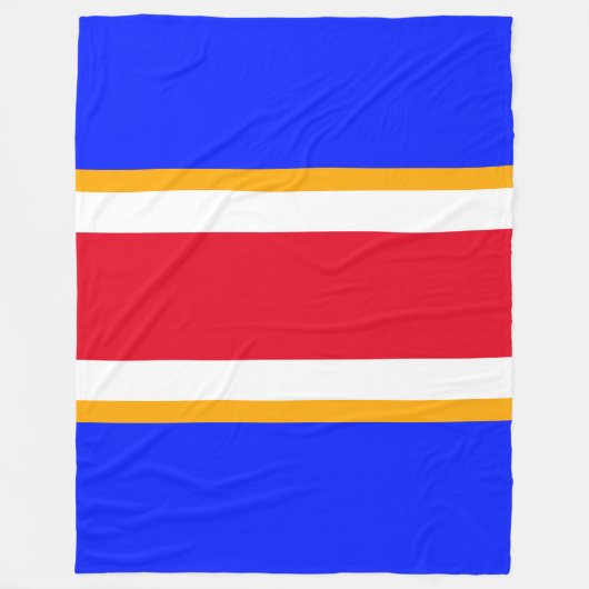 Sportief helder rood wit levendig blauw racestrepe fleece deken (Voorkant)