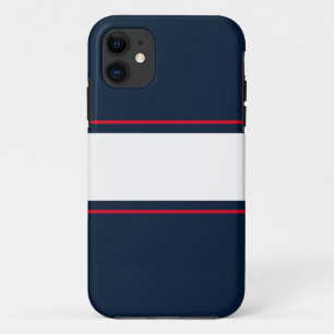 Sportief Helder Rood Wit Navy Blauw Racing Stripes Case-Mate iPhone Case