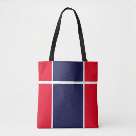 Sportief Helder Rood Wit Navy Blauw Racing Stripes Tote Bag