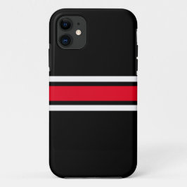 Sportief helder rood wit racestrepen op zwart Case-Mate iPhone case