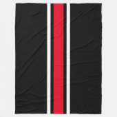 Sportief helder rood wit racestrepen op zwart fleece deken (Voorkant)