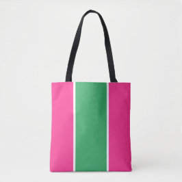 Sportief Helder Roze Groen Wit Verticale Strepen Tote Bag