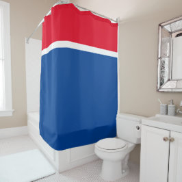 Sportief helderrood wit blauw kleur blok strepen douchegordijn