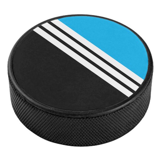 Sportief Ice Blue Zwart Slant Wit Racing Stripes Hockey Puck (3/4)