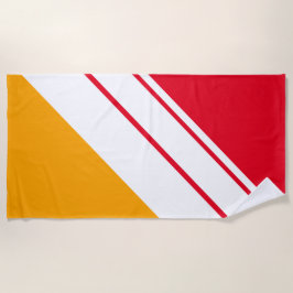 Sportief Leuk Helder Rood Geel Wit Racing Stripes Strandlaken