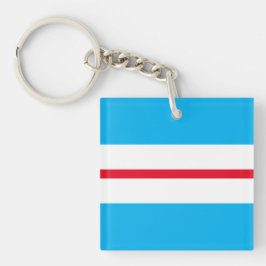 Sportief Leuk Rood Wit Racing Stripes op Sky Blue Sleutelhanger