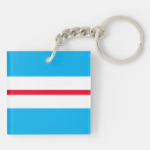 Sportief Leuk Rood Wit Racing Stripes op Sky Blue Sleutelhanger (Achterkant)