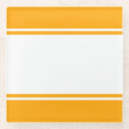 Sportief leuk wit racestrepen op goudgeel glazen onderzetter