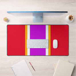 Sportief levendig roze geel wit rood racestrepen bureaumat