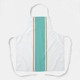 Sportief licht Blauwgroen bruin racestrepen op wit Schort