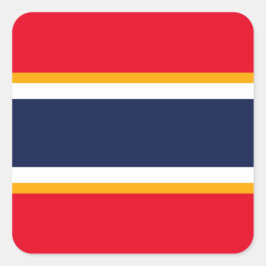 Sportief marineblauw wit helderrood racestrepen vierkante sticker