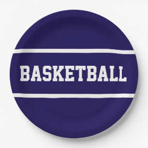 Sportief Navy Blau Wit BASKETBAL Tekst Strepen Papieren Bordje