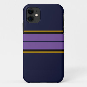 Sportief Navy Blue Twin Bold Paarse Racing Stripes Case-Mate iPhone Case