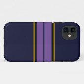 Sportief Navy Blue Twin Bold Paarse Racing Stripes Case-Mate iPhone Case (Achterkant (horizontaal))