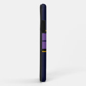 Sportief Navy Blue Twin Bold Paarse Racing Stripes Case-Mate iPhone Case (Achterkant/rechts)