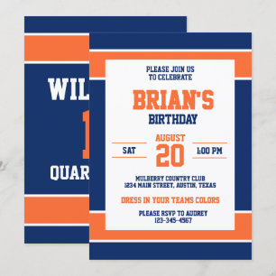 Sportief Navy Oranje Jersey Nummer Feest Kaart