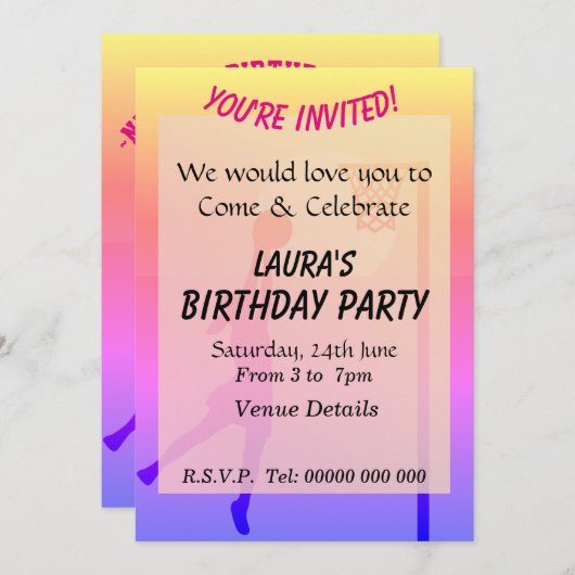 Sportief Netbal Feest Kaart (Voorkant / Achterkant)