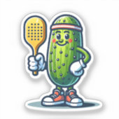 SPORTIEF PICKLE - Pickleball Mascot Court Player F Sticker (Voorkant)