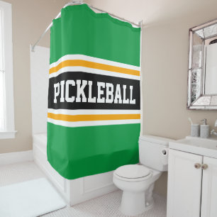 Sportief PICKLEBALL Plezier Groen Zwart Racing Str Douchegordijn