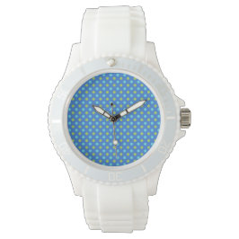 Sportief polshorloge: Aqua, groen op blauwe polka  Horloge