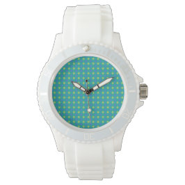 Sportief polshorloge: blauw, groene stippen horloge