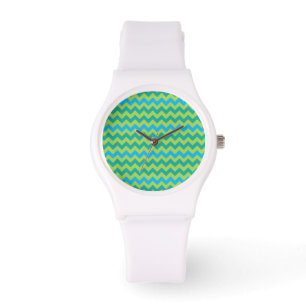 Sportief polshorloge: blauwe en groene Chevrons Horloge