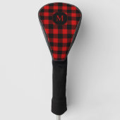 Sportief rood en zwart geplakt met monogram golfheadcover (Voorkant)