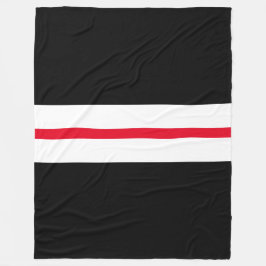 Sportief rood wit centrum racestrepen op zwart fleece deken